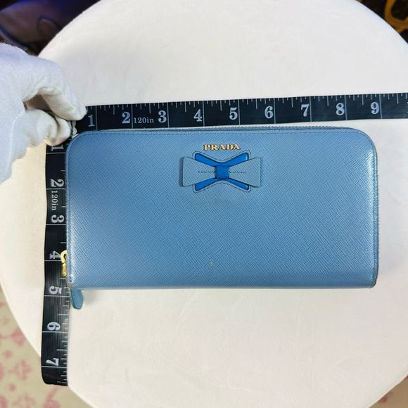 PRADA Saffiano Leather Dual Blue Color Limited Edition Premium Very Rare Large O - Picture 13 of 14